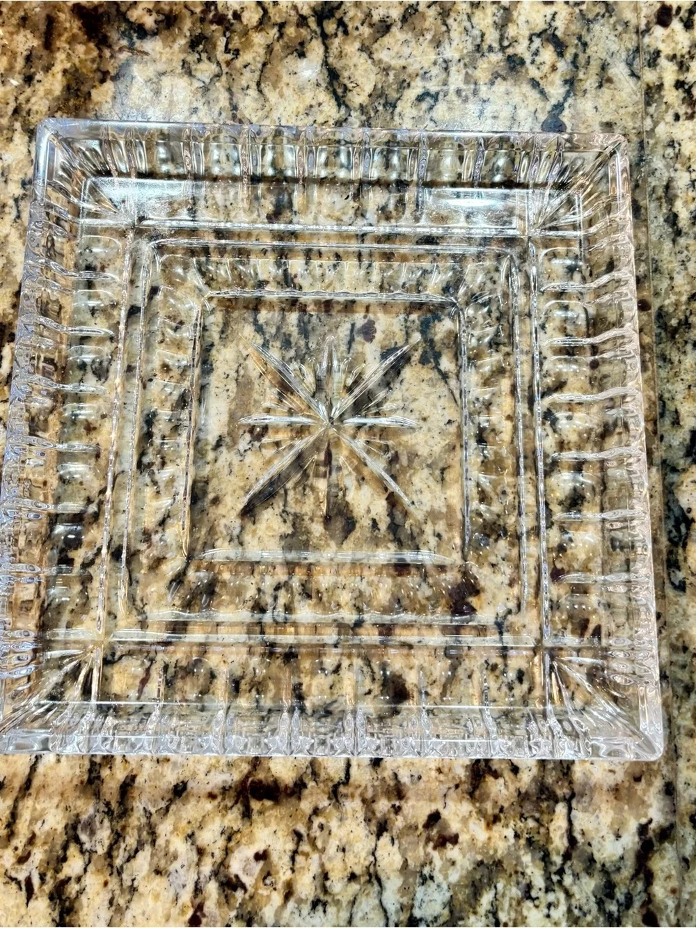 Waterford Crystal Clear Cut-Glass Square Serving Platter 10”